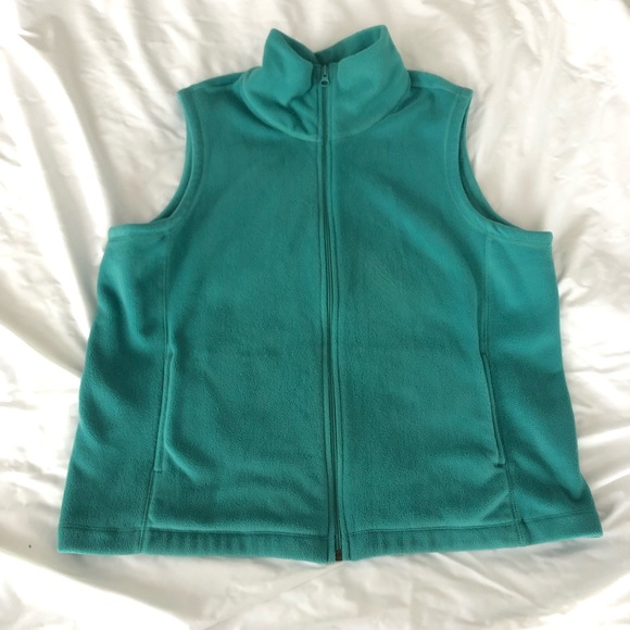 Lands End Teal Oversized Fleece Vest - Picture 3 of 6